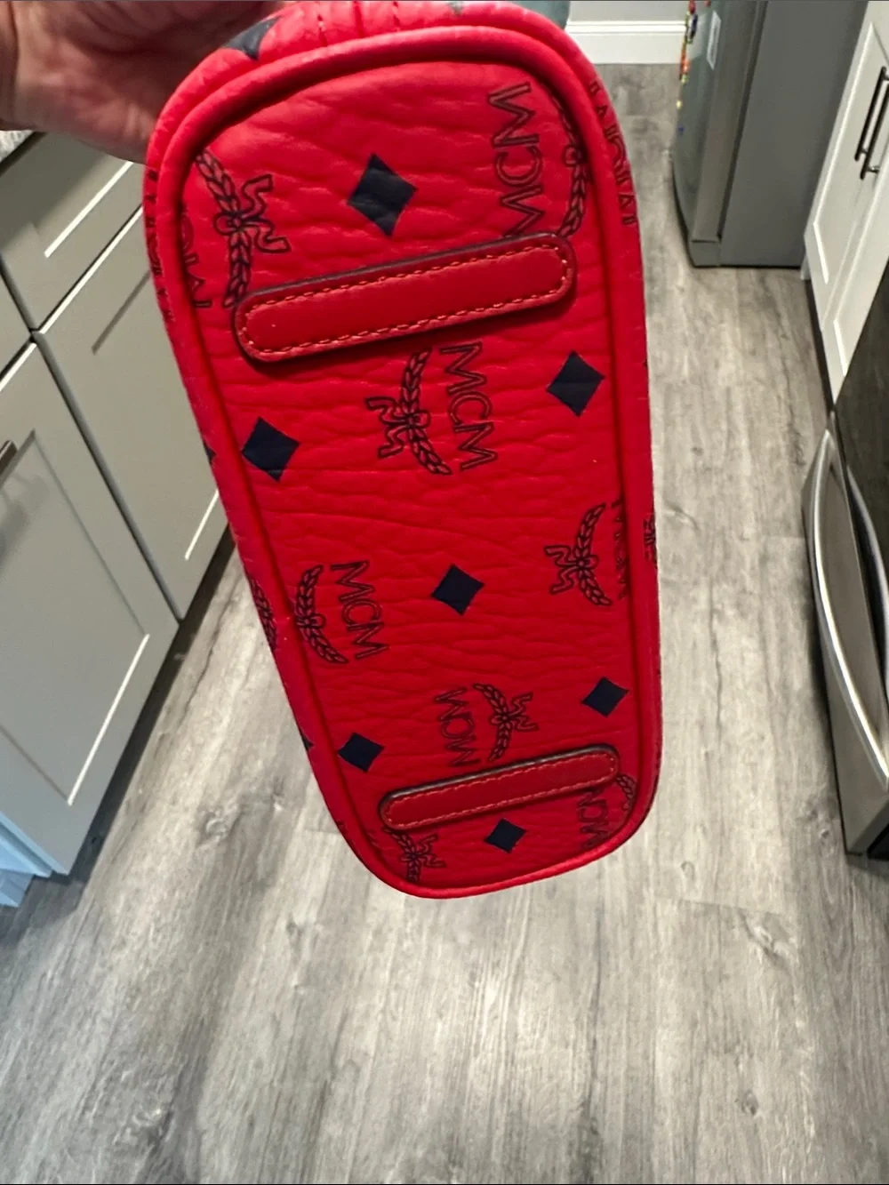 MCM Red Visetos Mini Crossbody Tote
